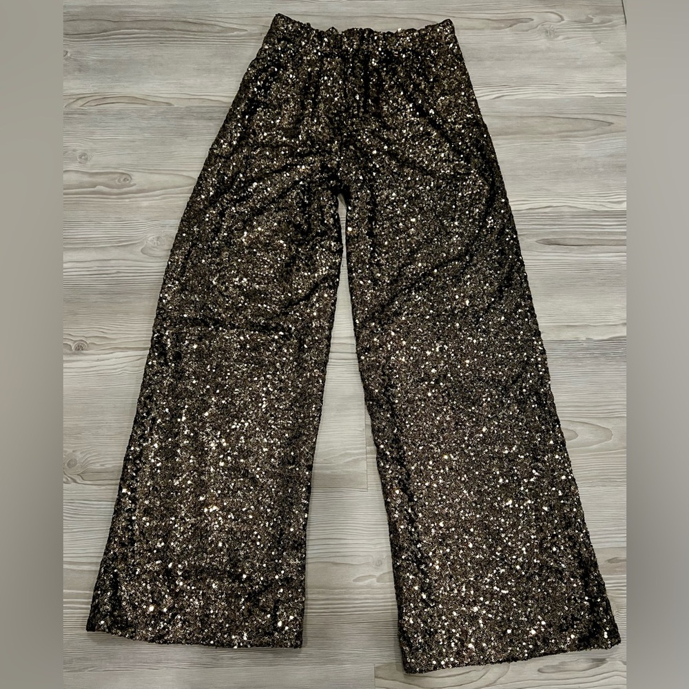 BNWT Banana Republic Women’s Black & Gold Sequin Lined Pants. XS. Holiday Party! - Picture 6 of 10